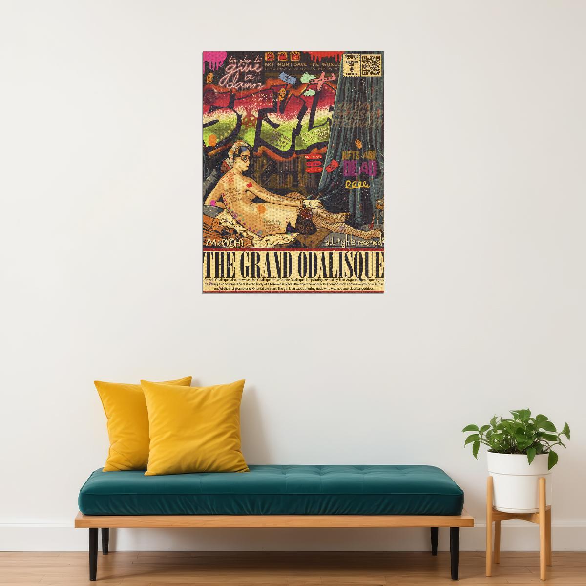 The Grand Odalisque Pop Art Poster Modern Graffiti Classic Art Tribute Street Art Print - xonomax