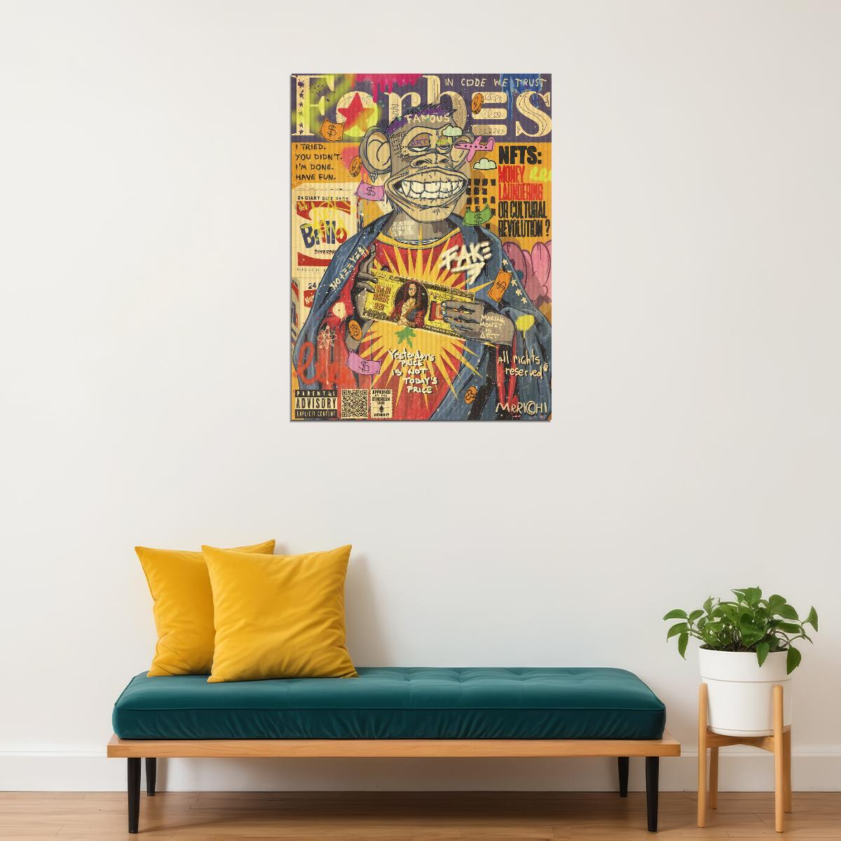 Bored Ape NFT Pop Art Poster Graffiti Style Modern Crypto Forbes Cover Print - xonomax