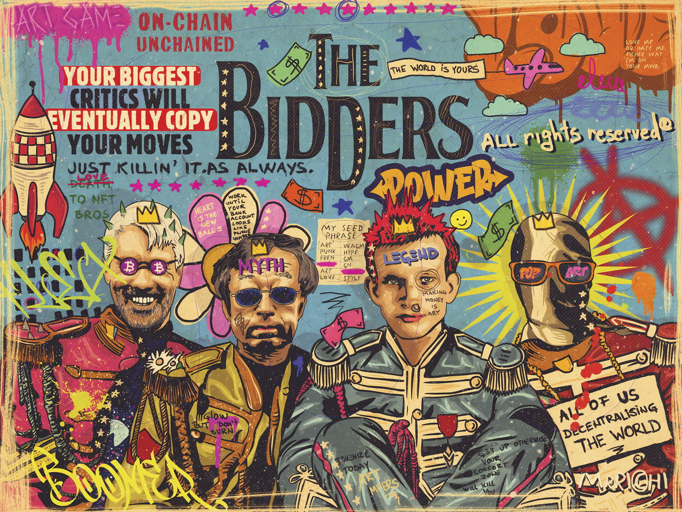 The Bidders Pop Art Poster Graffiti Modern Auction Satire Street Art Print - xonomax