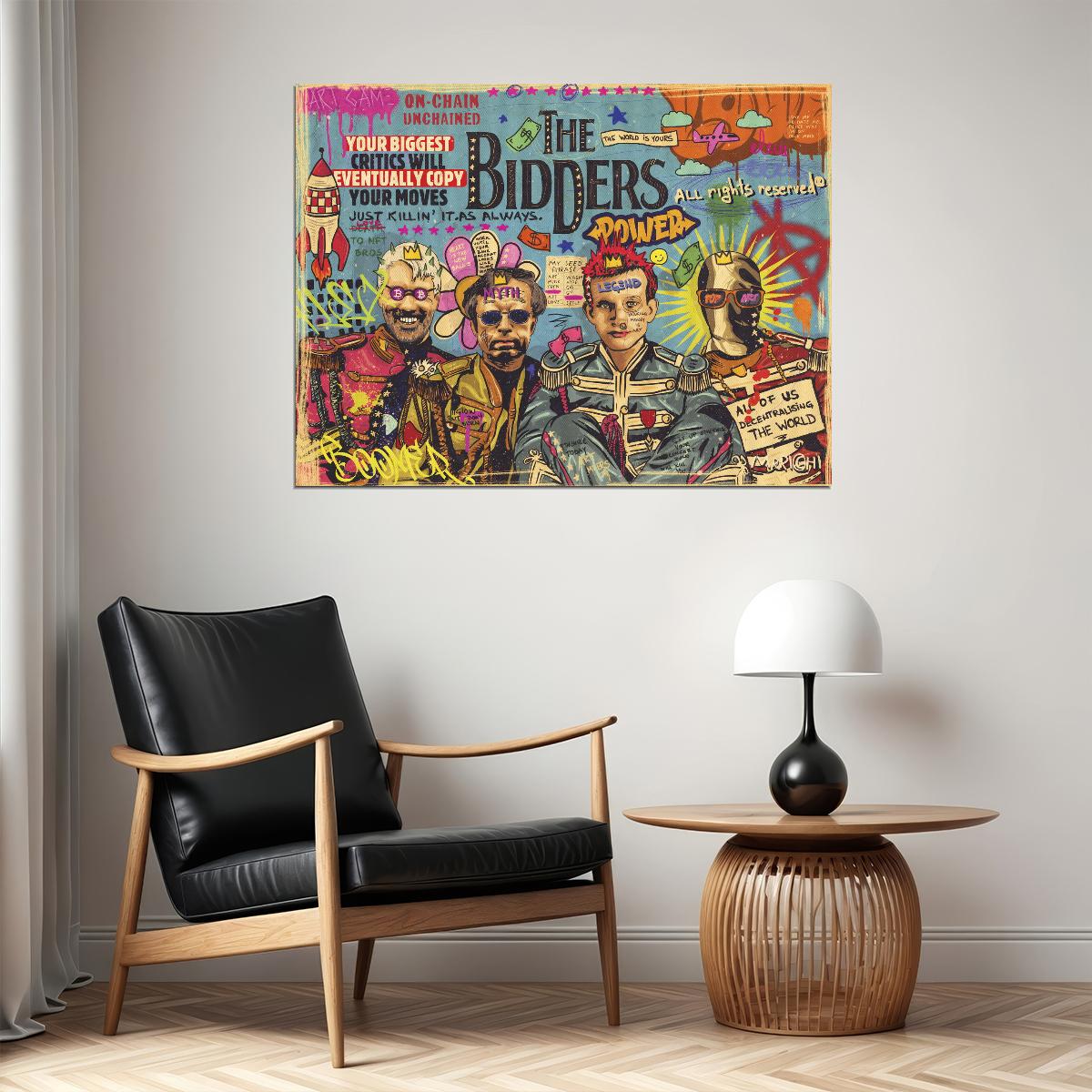 The Bidders Pop Art Poster Graffiti Modern Auction Satire Street Art Print - xonomax
