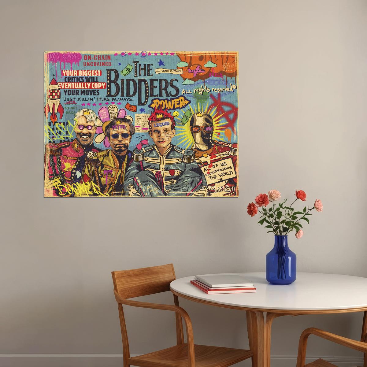The Bidders Pop Art Poster Graffiti Modern Auction Satire Street Art Print - xonomax