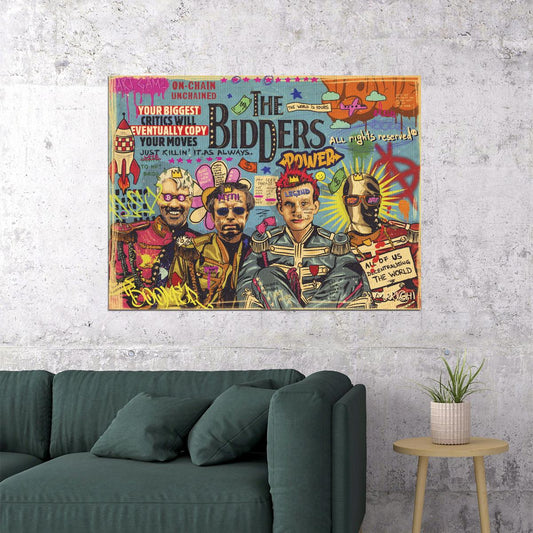 The Bidders Pop Art Poster Graffiti Modern Auction Satire Street Art Print - xonomax