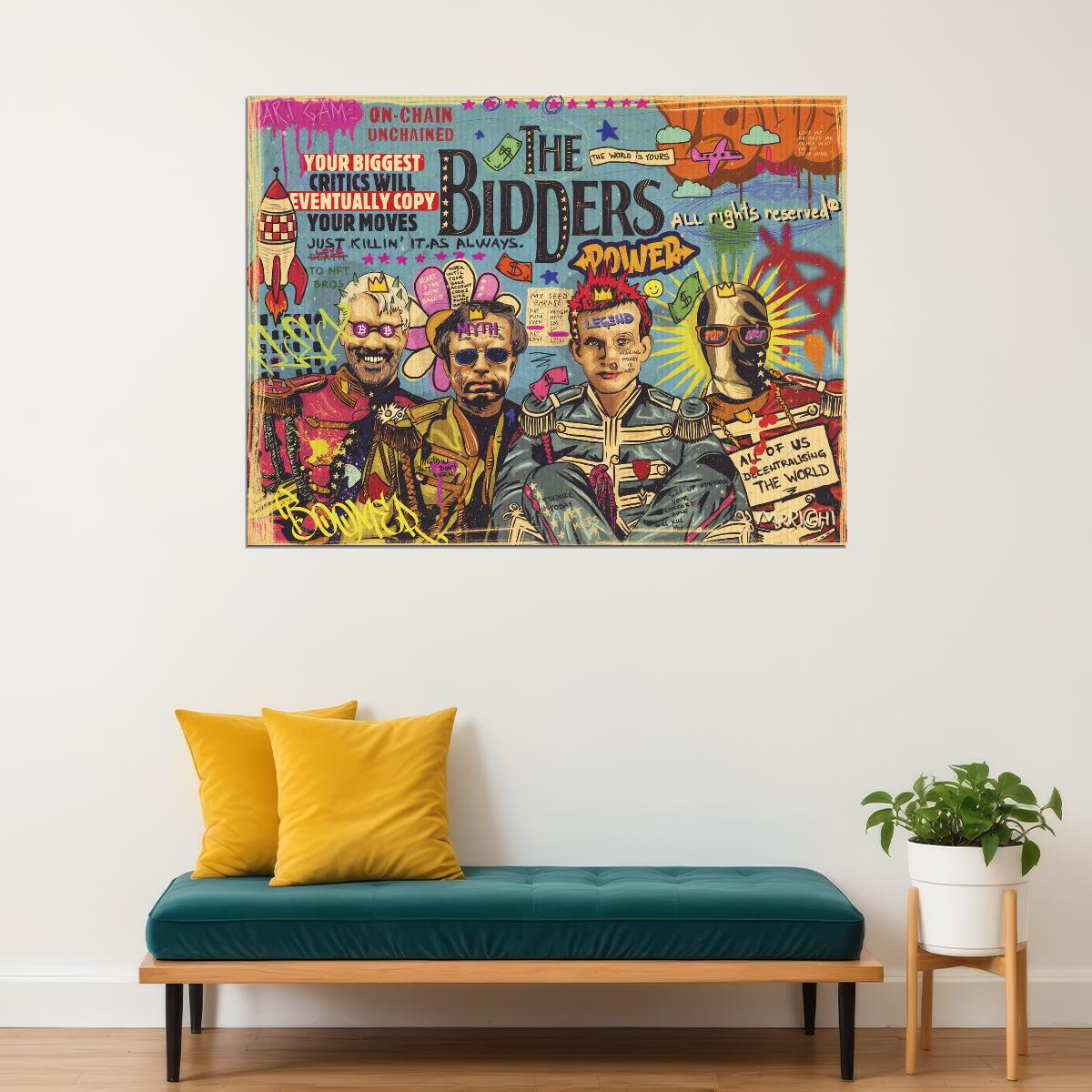 The Bidders Pop Art Poster Graffiti Modern Auction Satire Street Art Print - xonomax