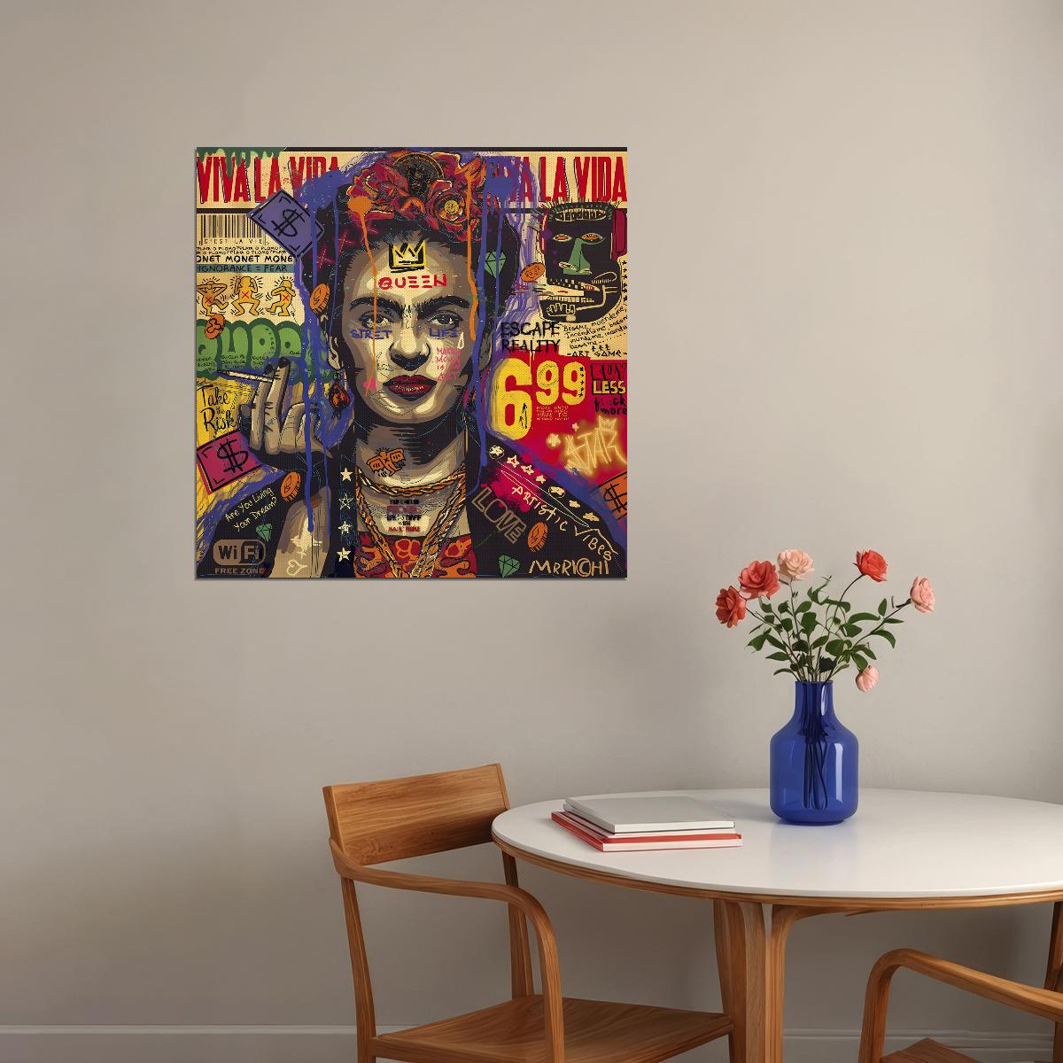 Frida Kahlo Pop Art Poster Graffiti Street Art Mexican Artist Tribute Modern Wall Art Print - xonomax