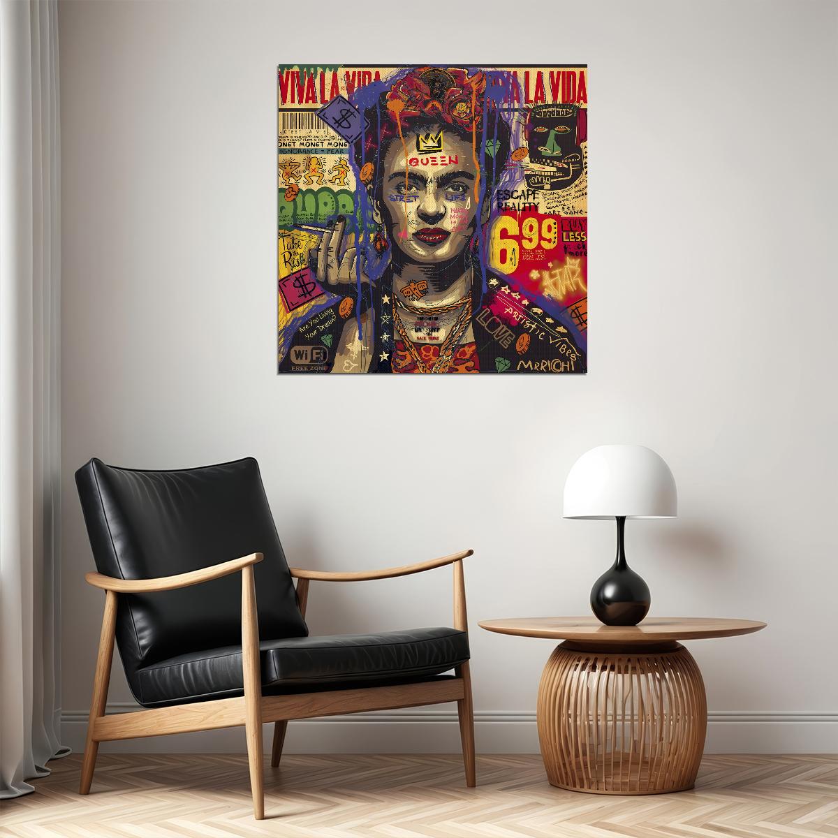 Frida Kahlo Pop Art Poster Graffiti Street Art Mexican Artist Tribute Modern Wall Art Print - xonomax