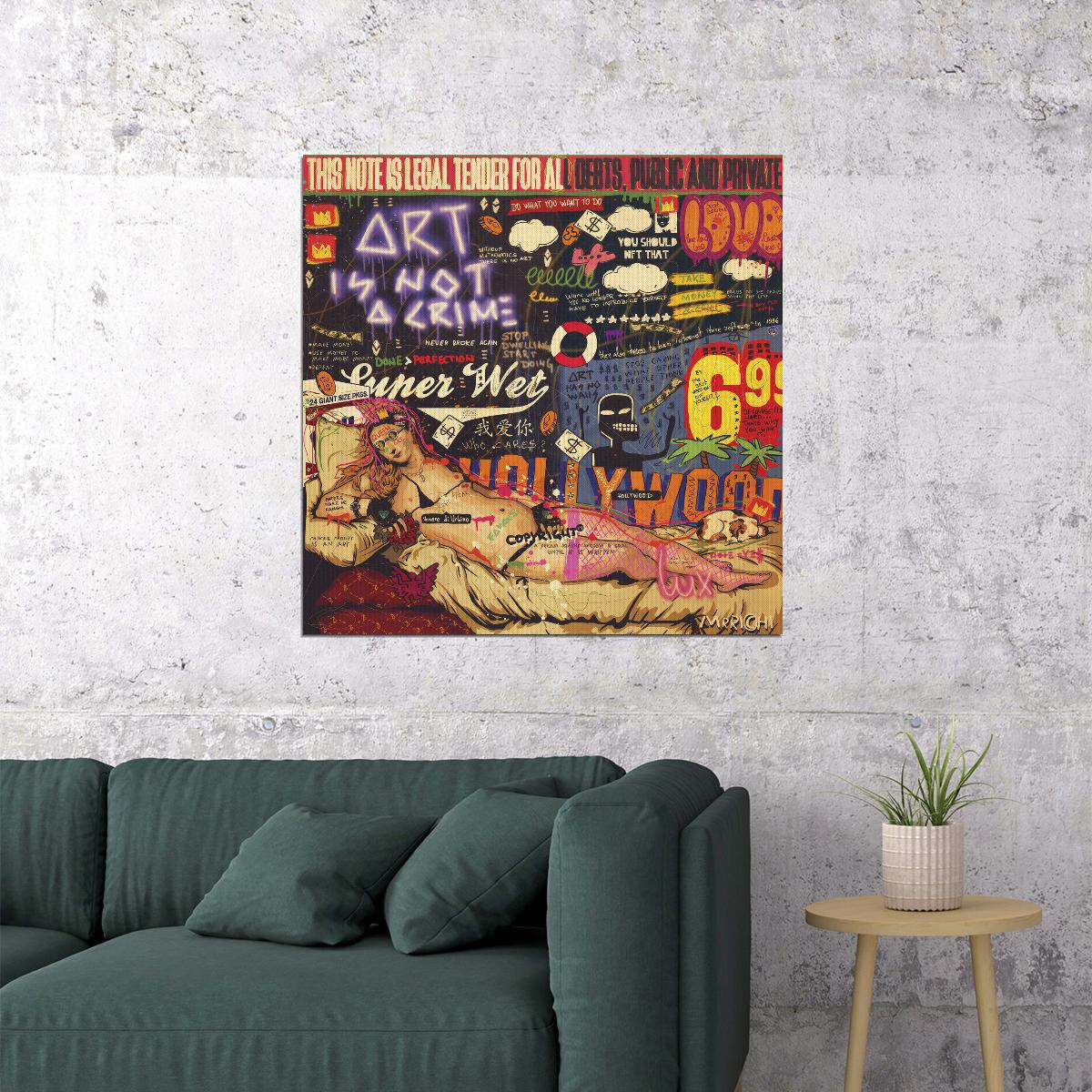 Venus of Urbino Pop Art Poster Graffiti Street Art Titian Tribute Modern Twist Print - xonomax