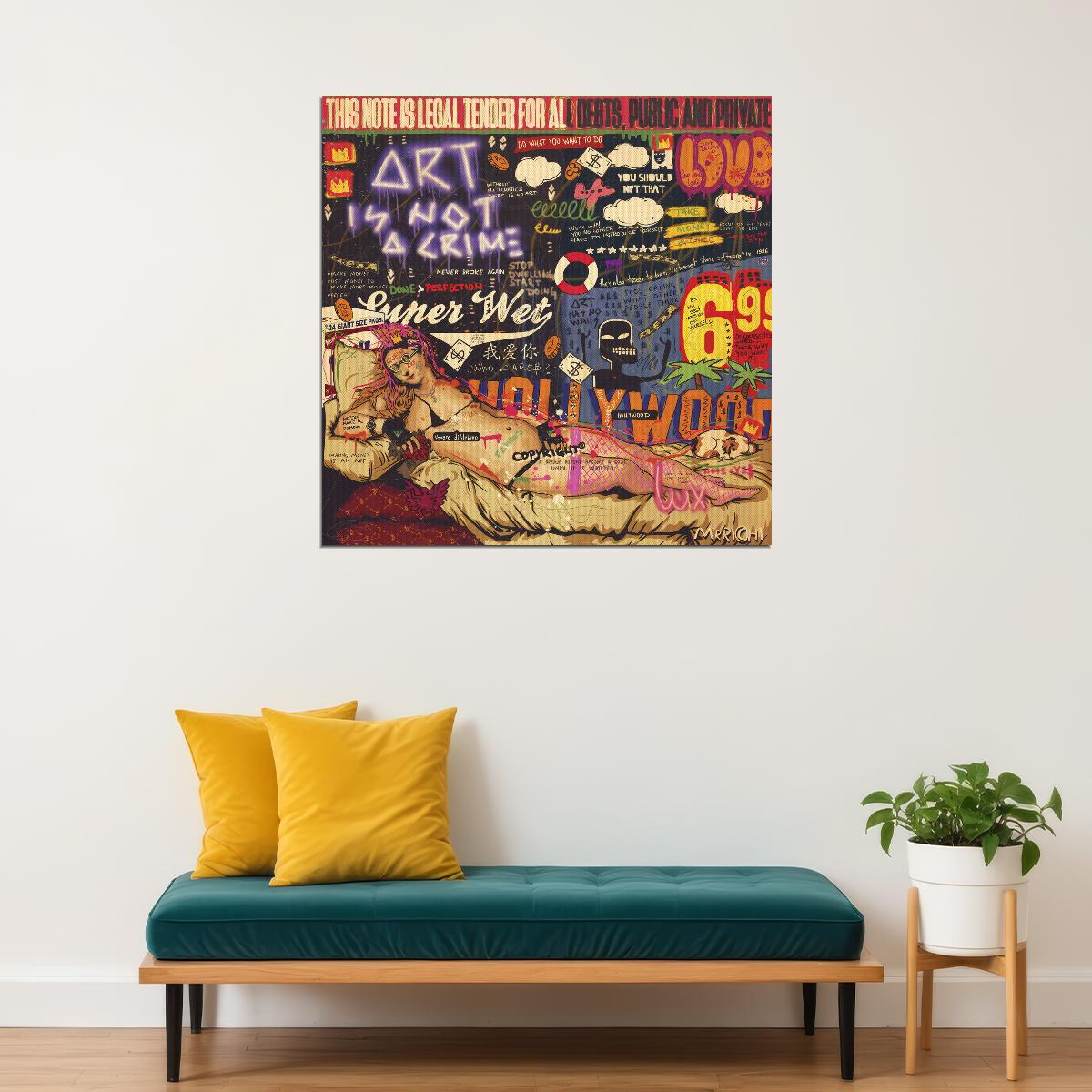 Venus of Urbino Pop Art Poster Graffiti Street Art Titian Tribute Modern Twist Print - xonomax
