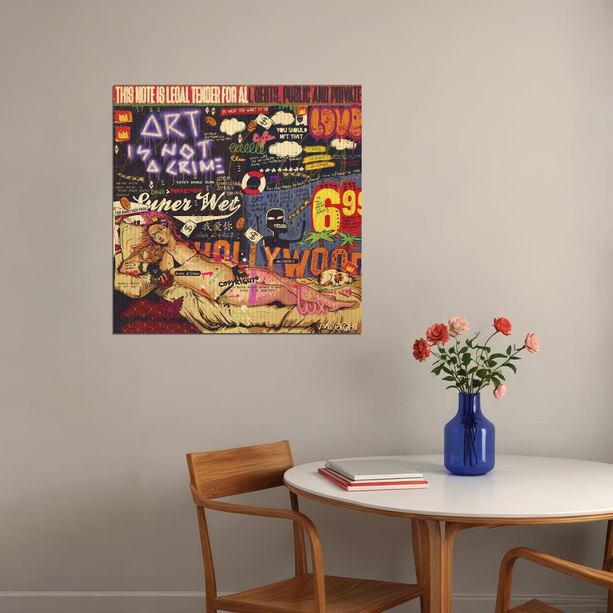 Venus of Urbino Pop Art Poster Graffiti Street Art Titian Tribute Modern Twist Print - xonomax