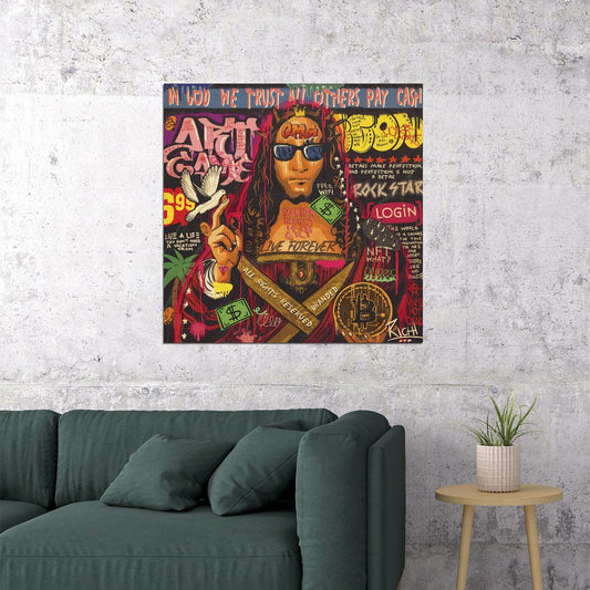 Jesus Bitcoin Pop Art Poster Graffiti Street Art Modern Religious Tribute Print - xonomax