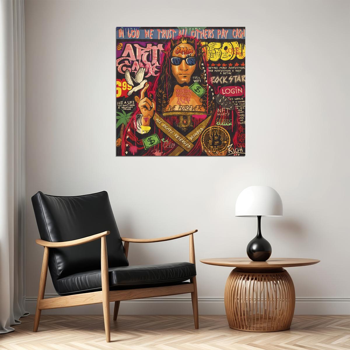 Jesus Bitcoin Pop Art Poster Graffiti Street Art Modern Religious Tribute Print - xonomax