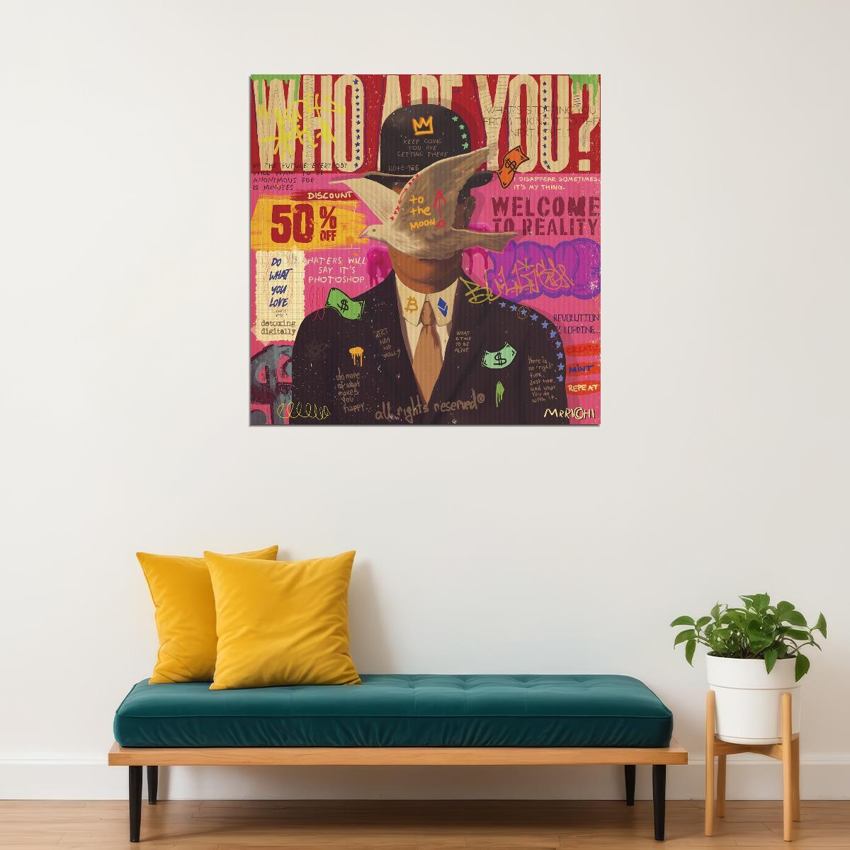 The Son of Man Pop Art Poster Magritte Tribute Graffiti Street Art Surreal Modern Print - xonomax
