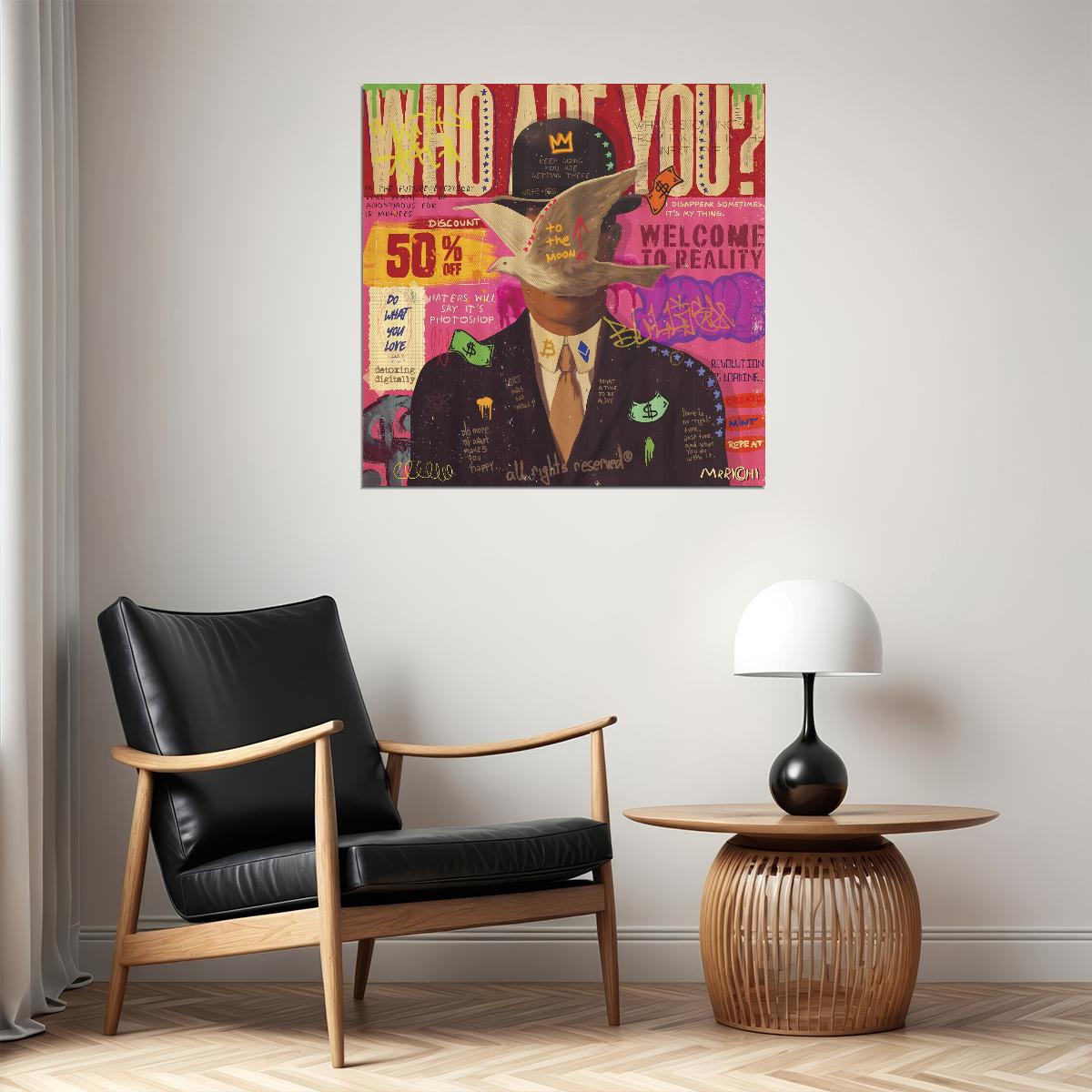 The Son of Man Pop Art Poster Magritte Tribute Graffiti Street Art Surreal Modern Print - xonomax