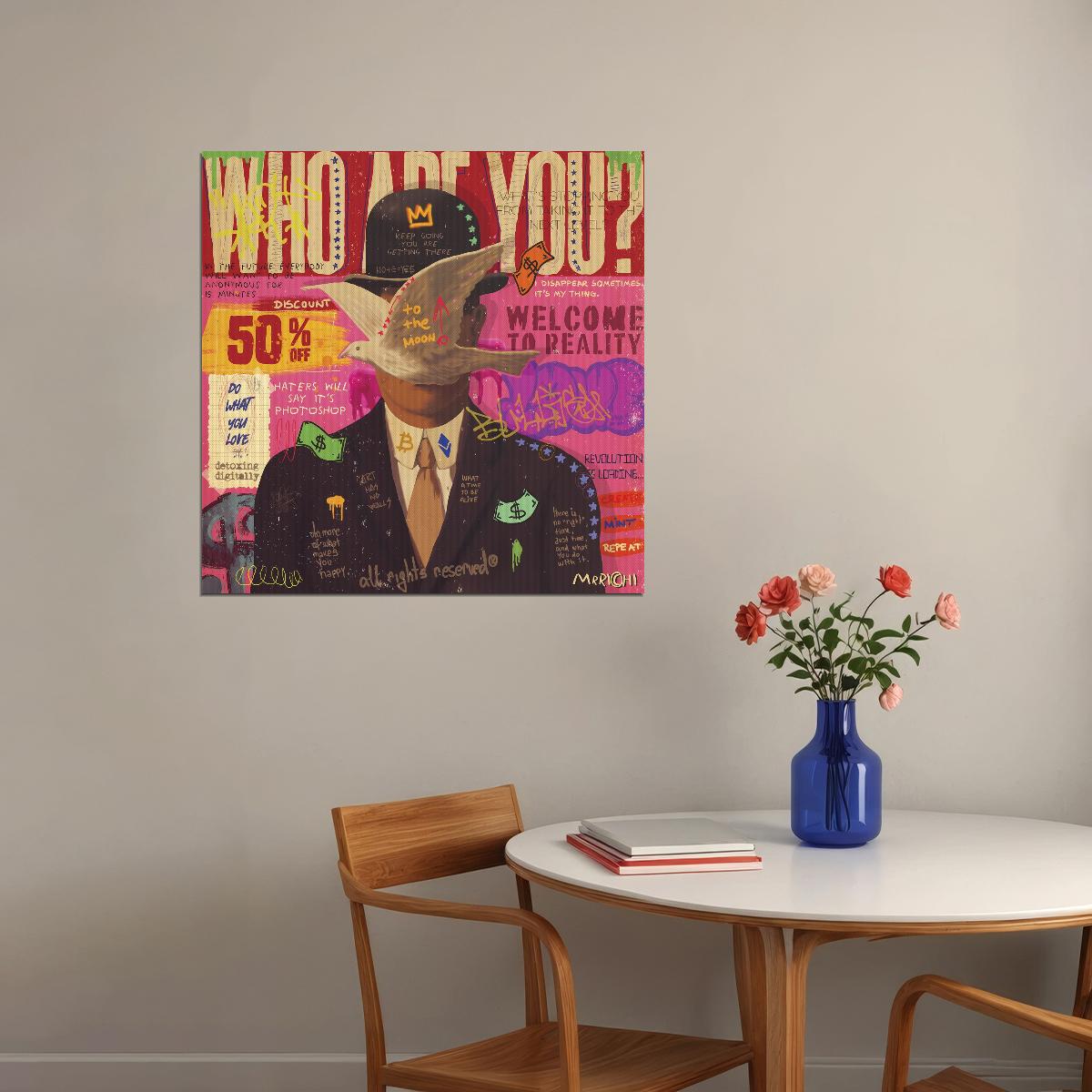 The Son of Man Pop Art Poster Magritte Tribute Graffiti Street Art Surreal Modern Print - xonomax