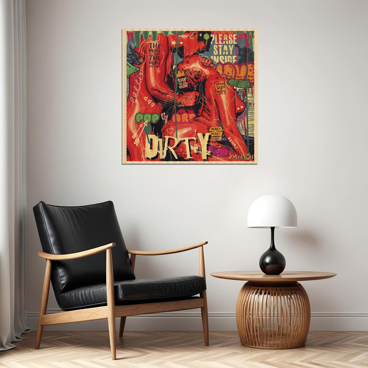 Dirty Love Pop Art Poster Graffiti Street Art Romantic Couple Modern Print - xonomax