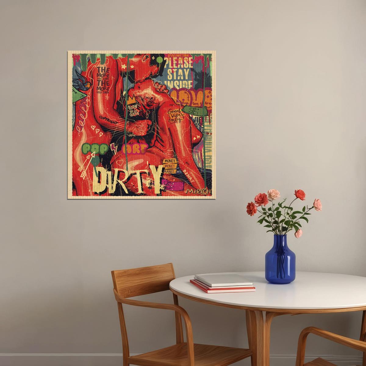 Dirty Love Pop Art Poster Graffiti Street Art Romantic Couple Modern Print - xonomax