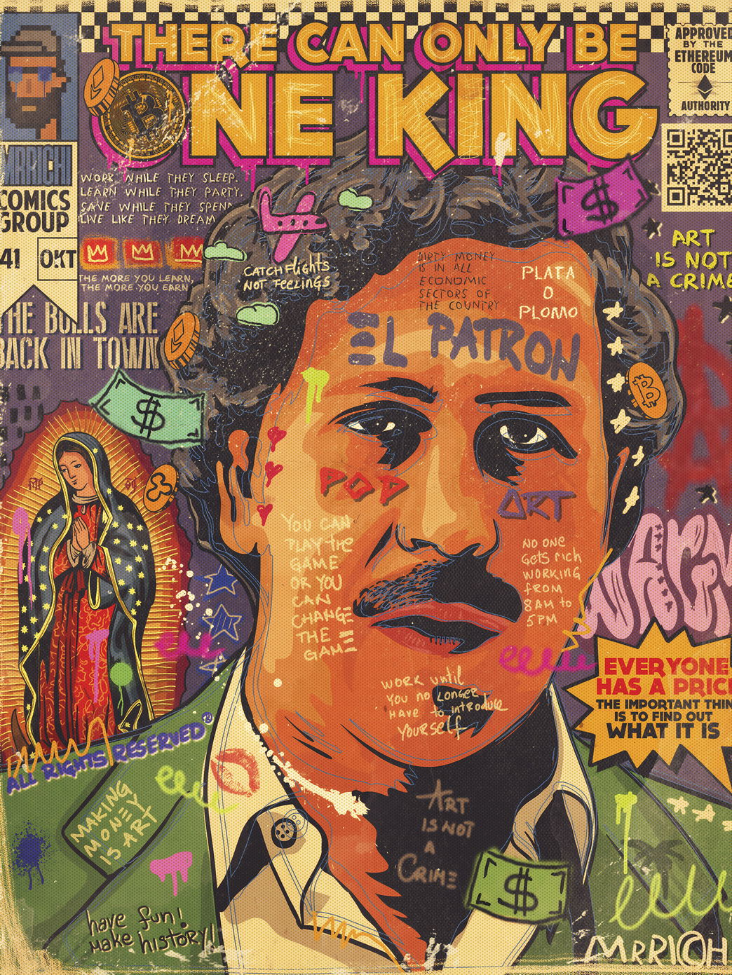 Pablo Escobar Pop Art Poster Graffiti Street Art Drug Kingpin Tribute Modern Print - xonomax