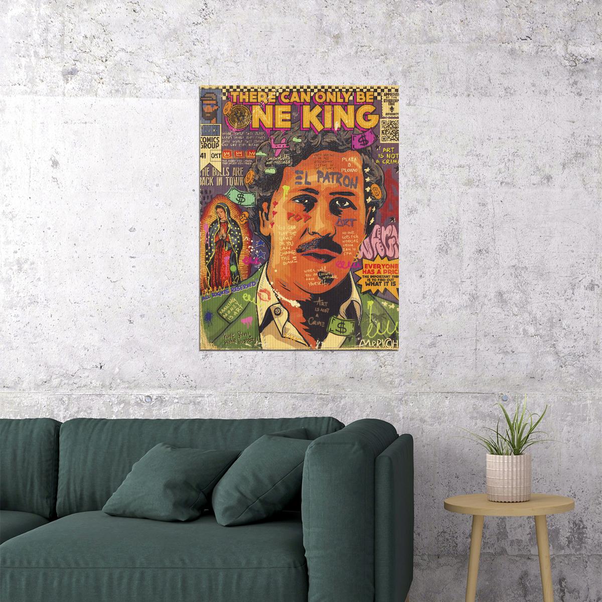 Pablo Escobar Pop Art Poster Graffiti Street Art Drug Kingpin Tribute Modern Print - xonomax