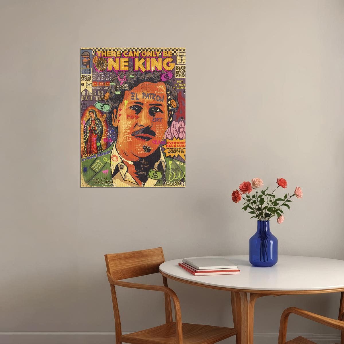 Pablo Escobar Pop Art Poster Graffiti Street Art Drug Kingpin Tribute Modern Print - xonomax