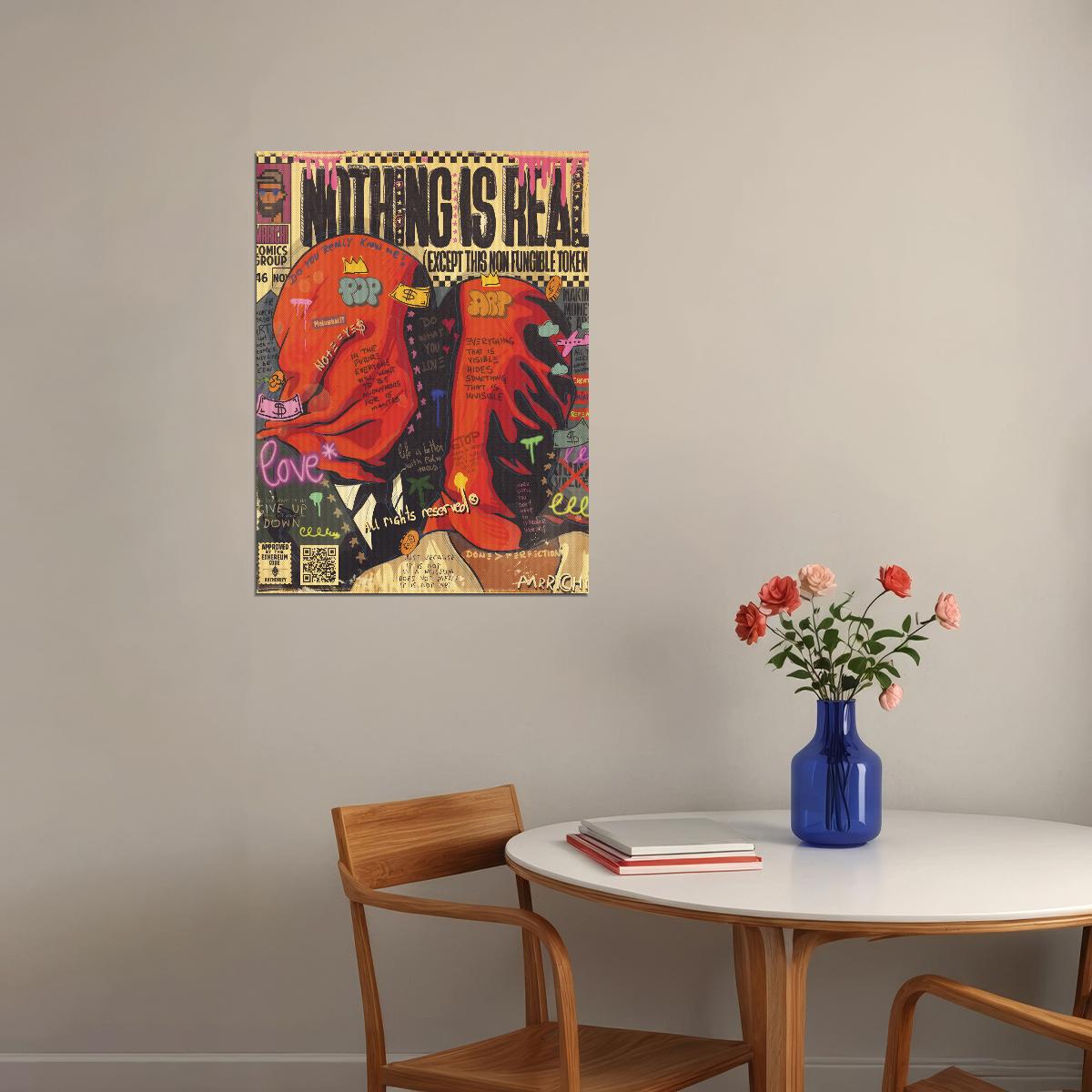 Nothing Is Real Pop Art Poster Graffiti Street Art Elephant Surreal Modern Print - xonomax