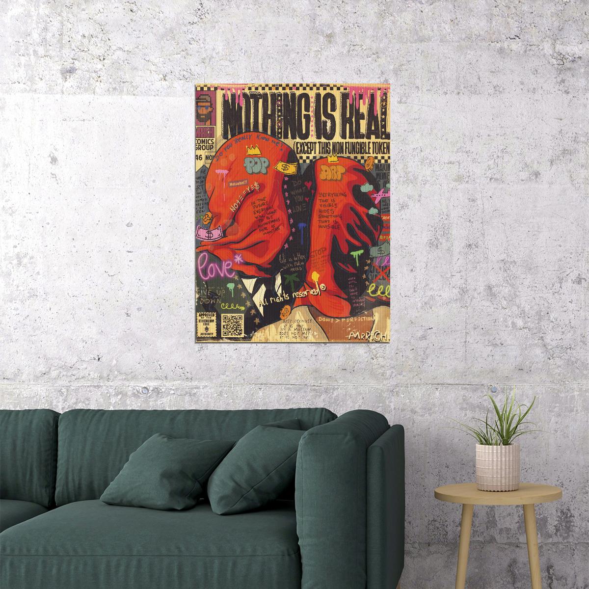 Nothing Is Real Pop Art Poster Graffiti Street Art Elephant Surreal Modern Print - xonomax