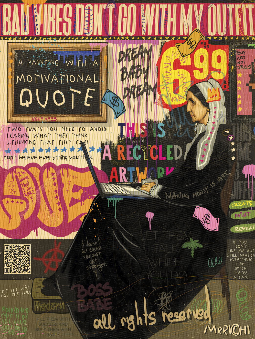Whistler's Mother Pop Art Poster Graffiti Street Art Classic Art Modern Twist Print - xonomax