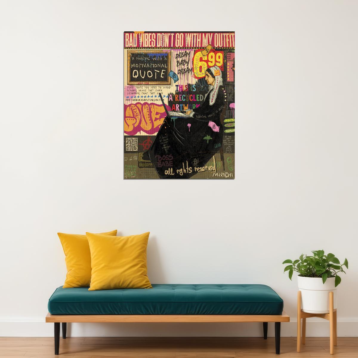 Whistler's Mother Pop Art Poster Graffiti Street Art Classic Art Modern Twist Print - xonomax