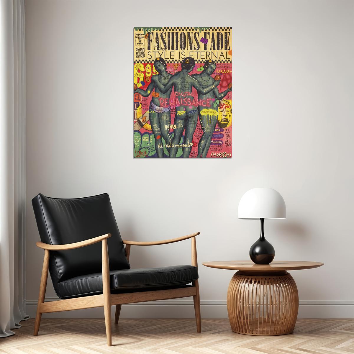 Three Graces Pop Art Poster Graffiti Street Art Renaissance Tribute Fashion Statement Print - xonomax