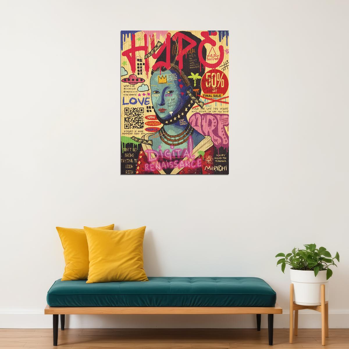 Hope Pop Art Poster Graffiti Street Art Love Symbol Modern Inspirational Print - xonomax