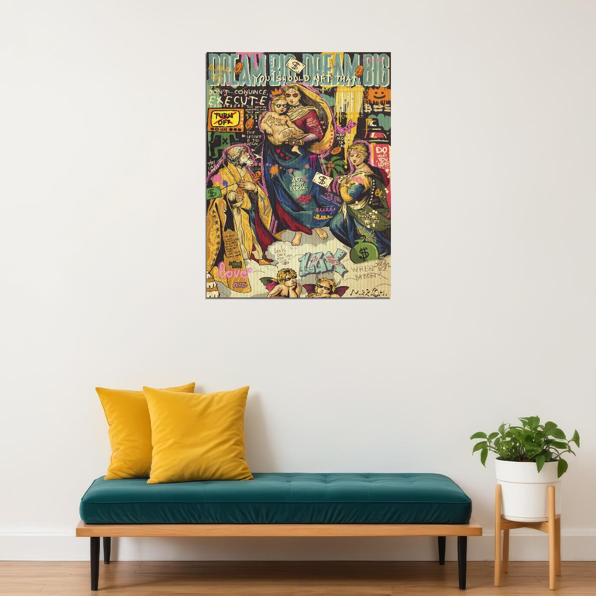 Madonna and Child Pop Art Poster Graffiti Street Art Renaissance Tribute Modern Print - xonomax