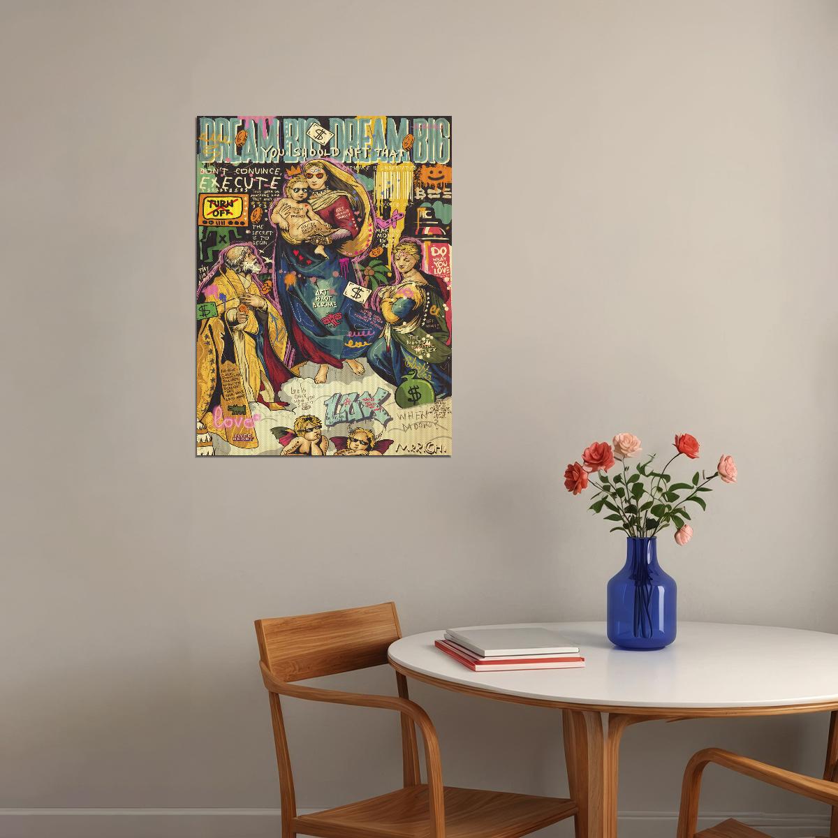 Madonna and Child Pop Art Poster Graffiti Street Art Renaissance Tribute Modern Print - xonomax