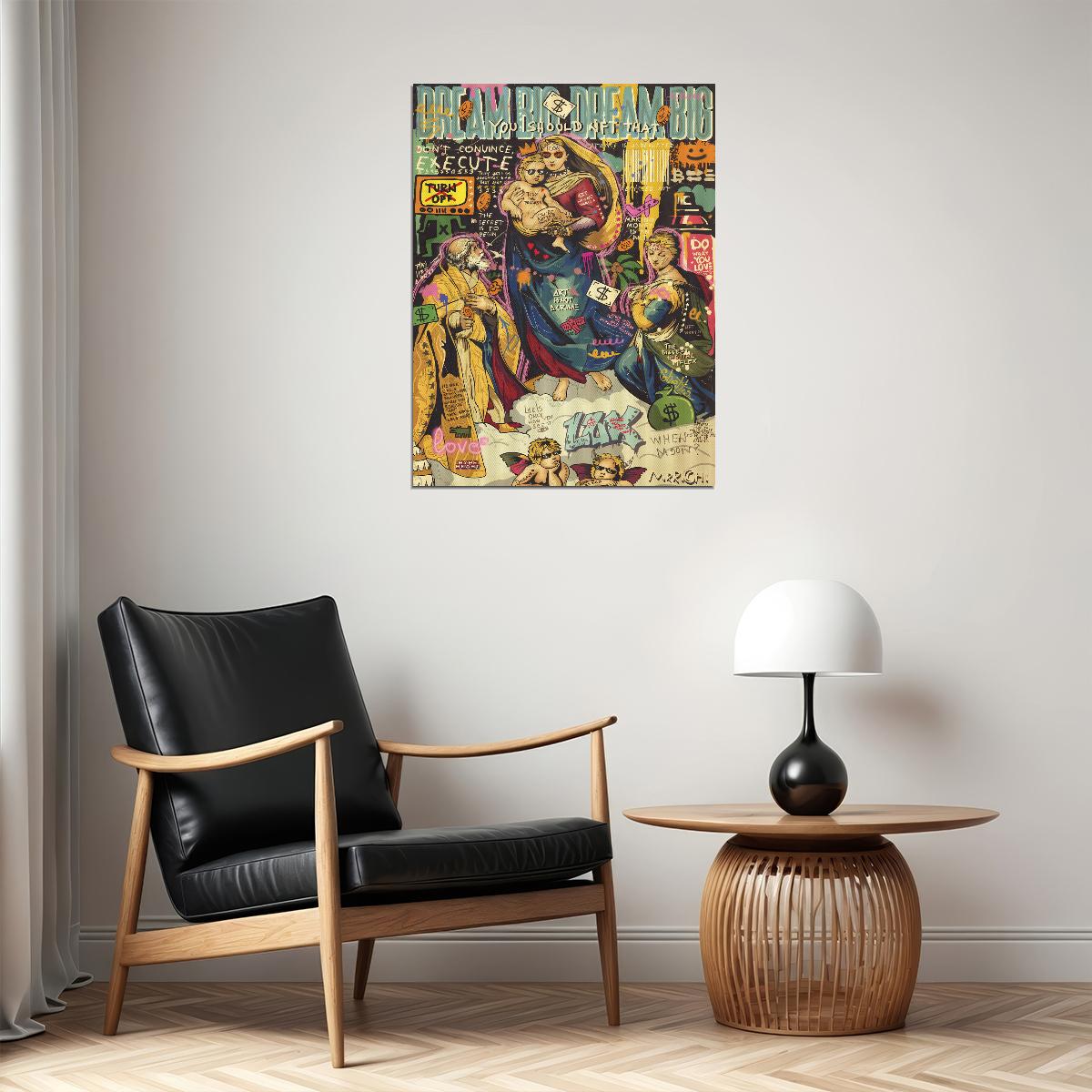 Madonna and Child Pop Art Poster Graffiti Street Art Renaissance Tribute Modern Print - xonomax