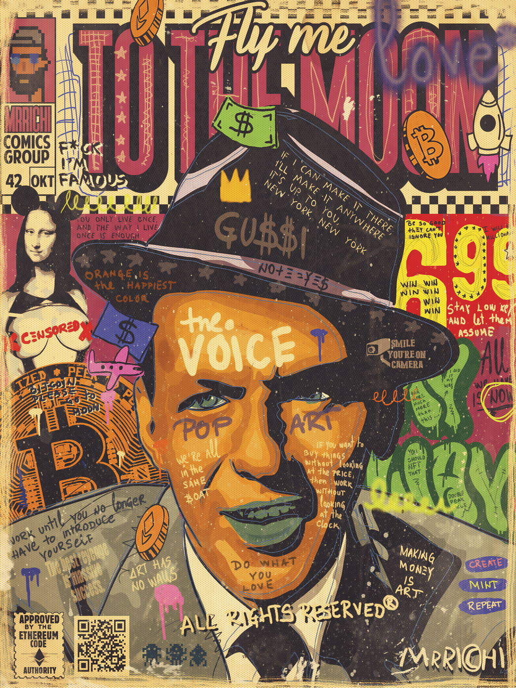 Frank Sinatra Pop Art Poster Graffiti Street Art Classic Singer Tribute Modern Print - xonomax