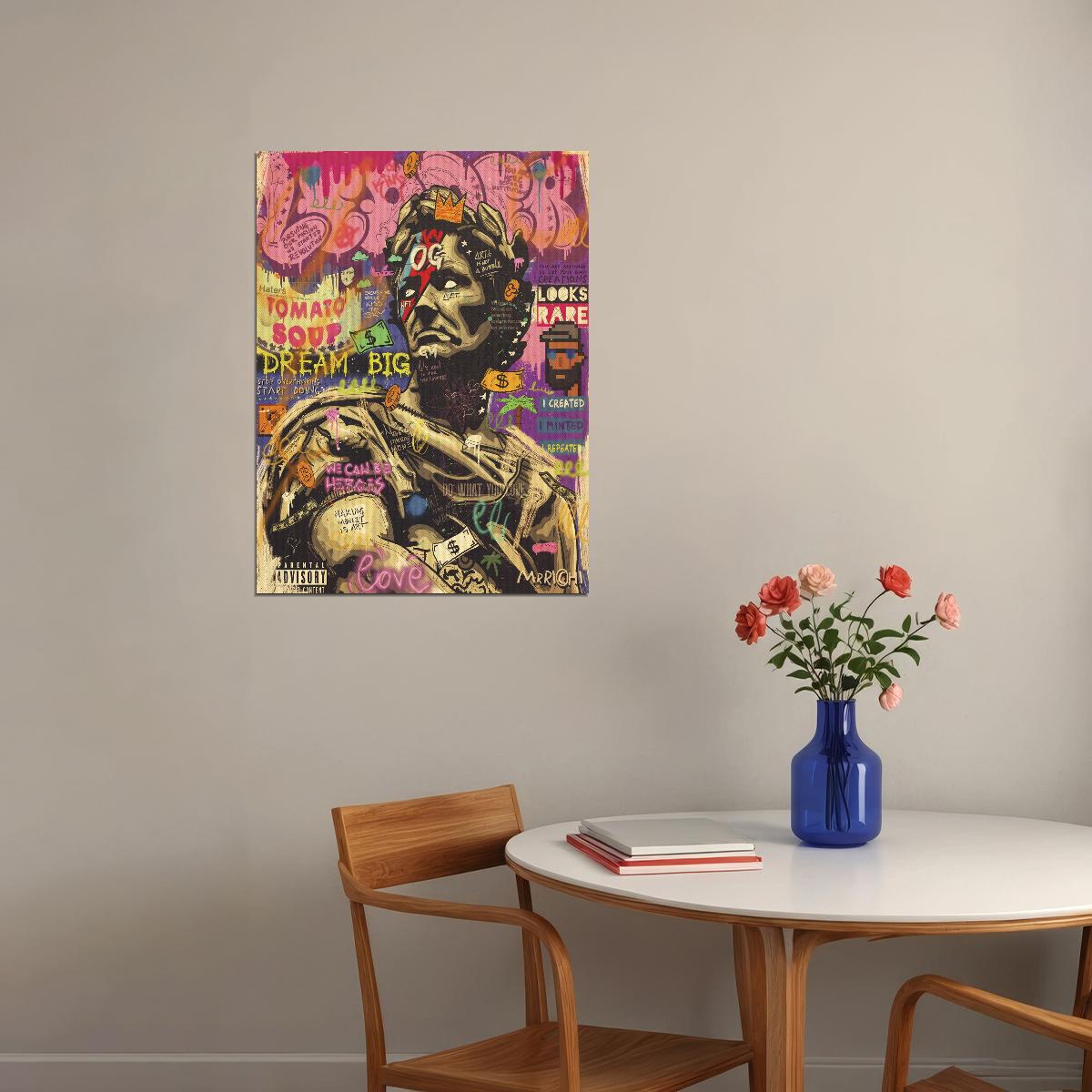 David Statue Pop Art Poster Graffiti Street Art Michelangelo Tribute Modern Classic Print - xonomax