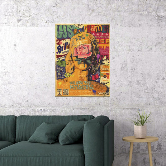 Classical Bust Pop Art Poster Graffiti Street Art Rose Overlay Modern Artistic Print - xonomax