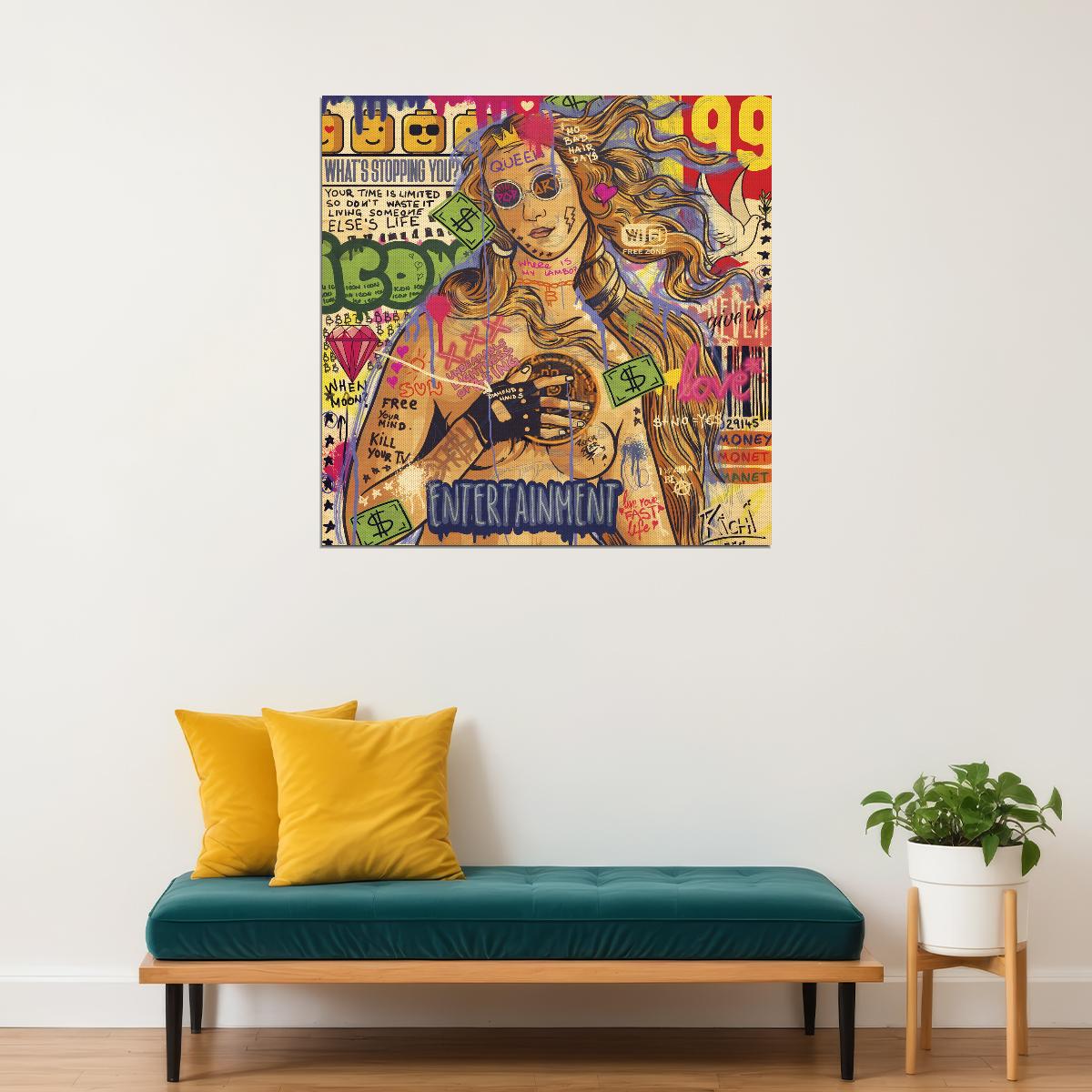 Birth of Venus Pop Art Poster Graffiti Street Art Botticelli Tribute Modern Entertainment Twist Print - xonomax