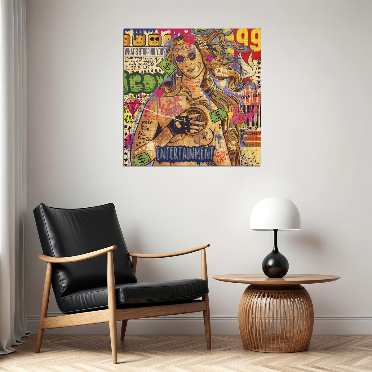 Birth of Venus Pop Art Poster Graffiti Street Art Botticelli Tribute Modern Entertainment Twist Print - xonomax