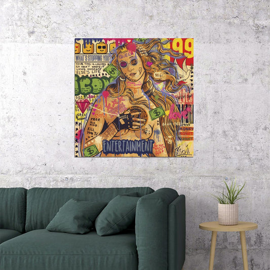 Birth of Venus Pop Art Poster Graffiti Street Art Botticelli Tribute Modern Entertainment Twist Print - xonomax