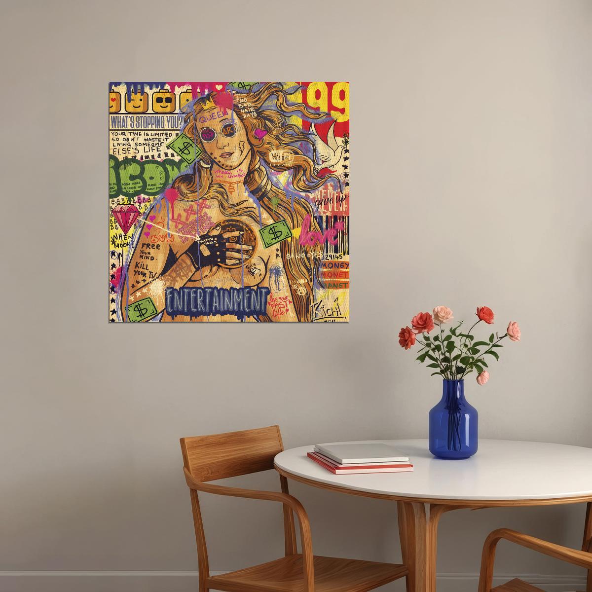 Birth of Venus Pop Art Poster Graffiti Street Art Botticelli Tribute Modern Entertainment Twist Print - xonomax