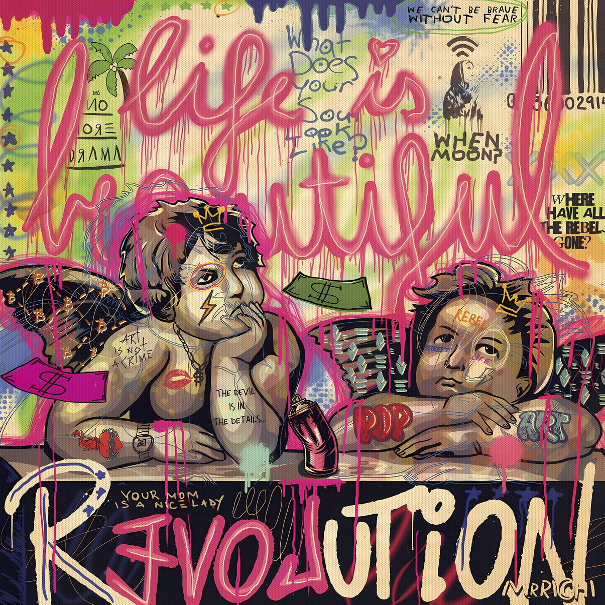 Life Is Beautiful Pop Art Poster Graffiti Street Art Revolution Love Modern Urban Print - xonomax