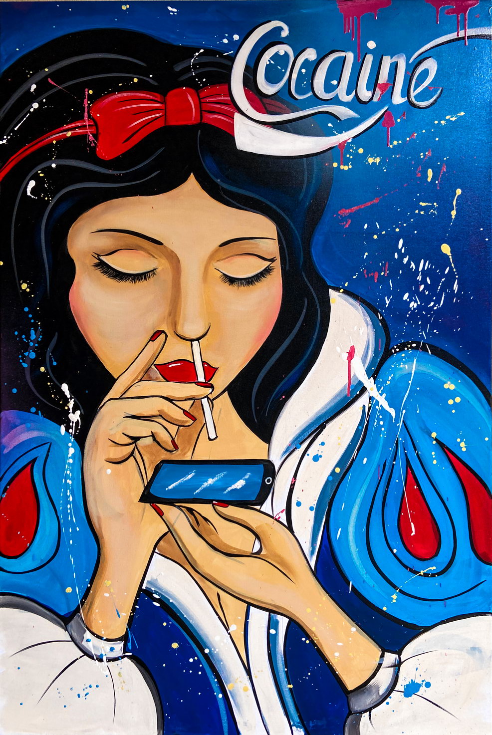 Snow White Cocaine Pop Art Poster Graffiti Street Art Controversial Fairy Tale Modern Print - xonomax