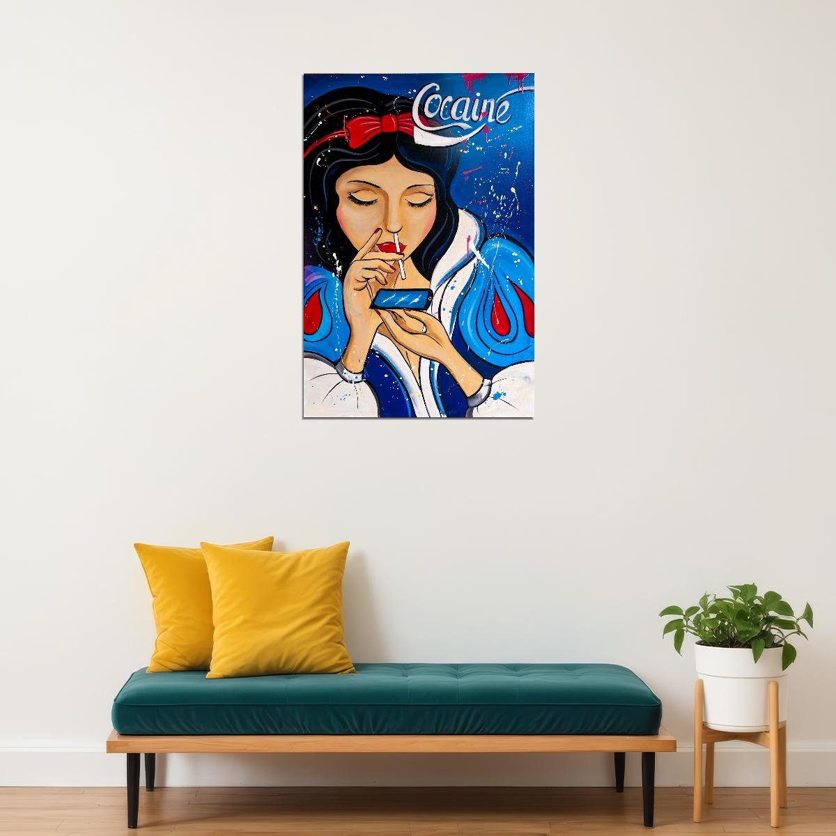 Snow White Cocaine Pop Art Poster Graffiti Street Art Controversial Fairy Tale Modern Print - xonomax