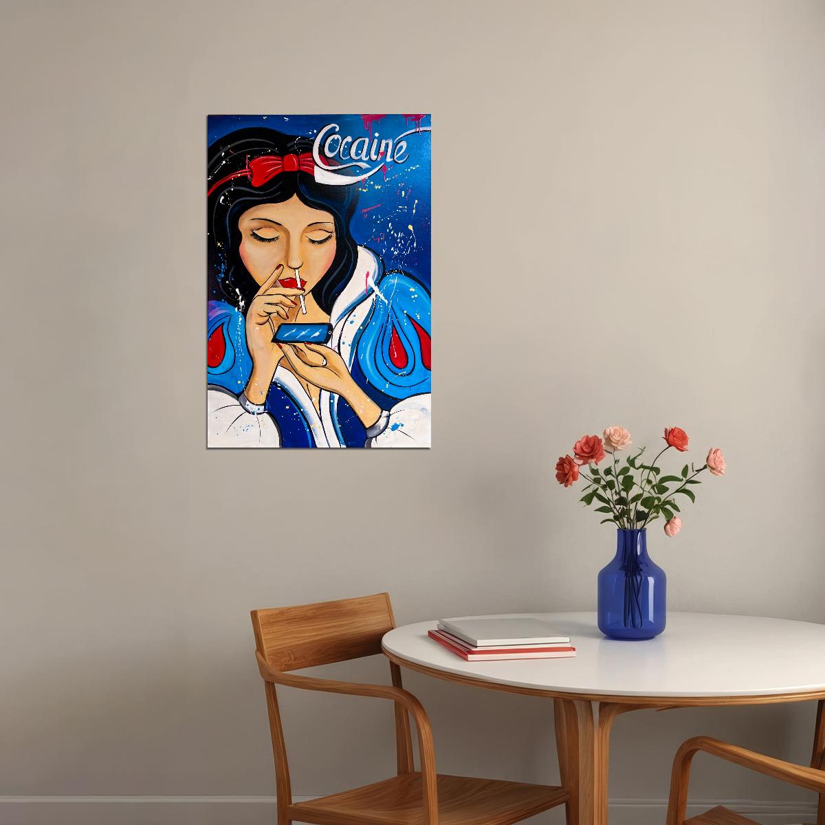 Snow White Cocaine Pop Art Poster Graffiti Street Art Controversial Fairy Tale Modern Print - xonomax