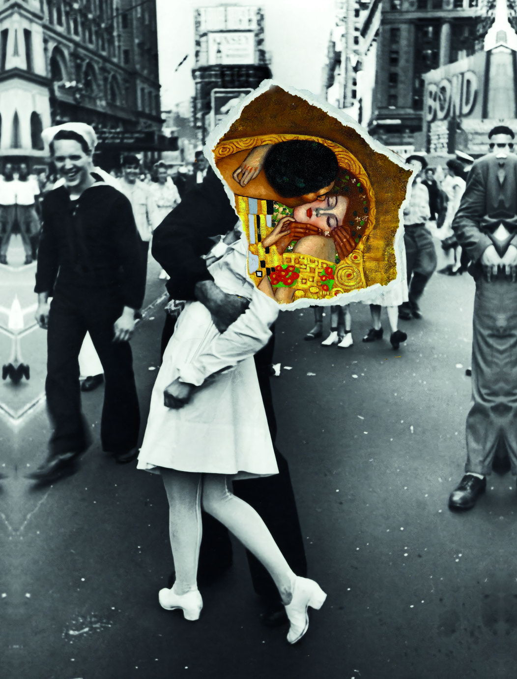 Victory Kiss WWII Pop Art Poster Graffiti Street Art Gustav Klimt Influence Modern Romantic Print - xonomax