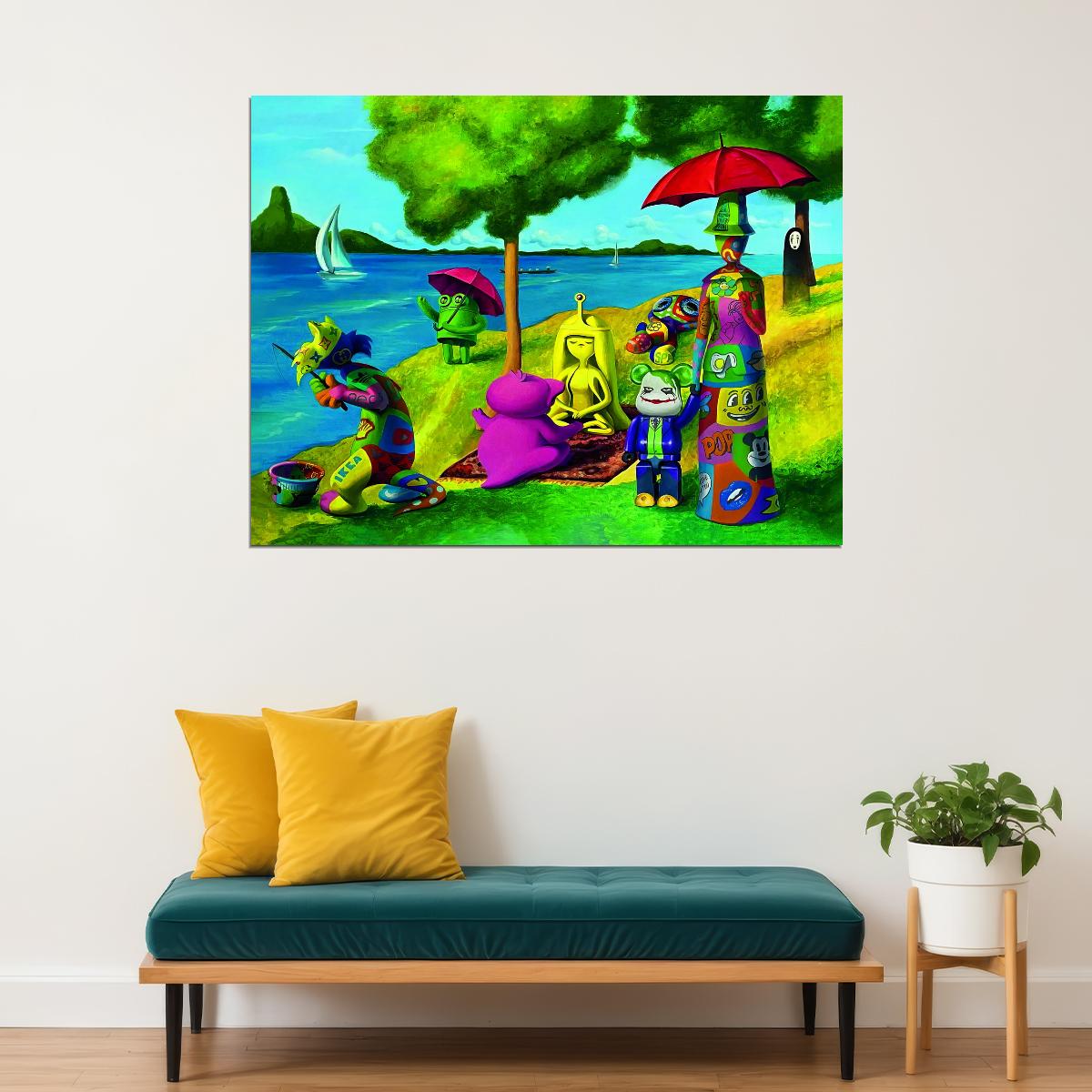 Surreal Picnic Pop Art Poster Graffiti Street Art Colorful Nature Modern Fantasy Print - xonomax