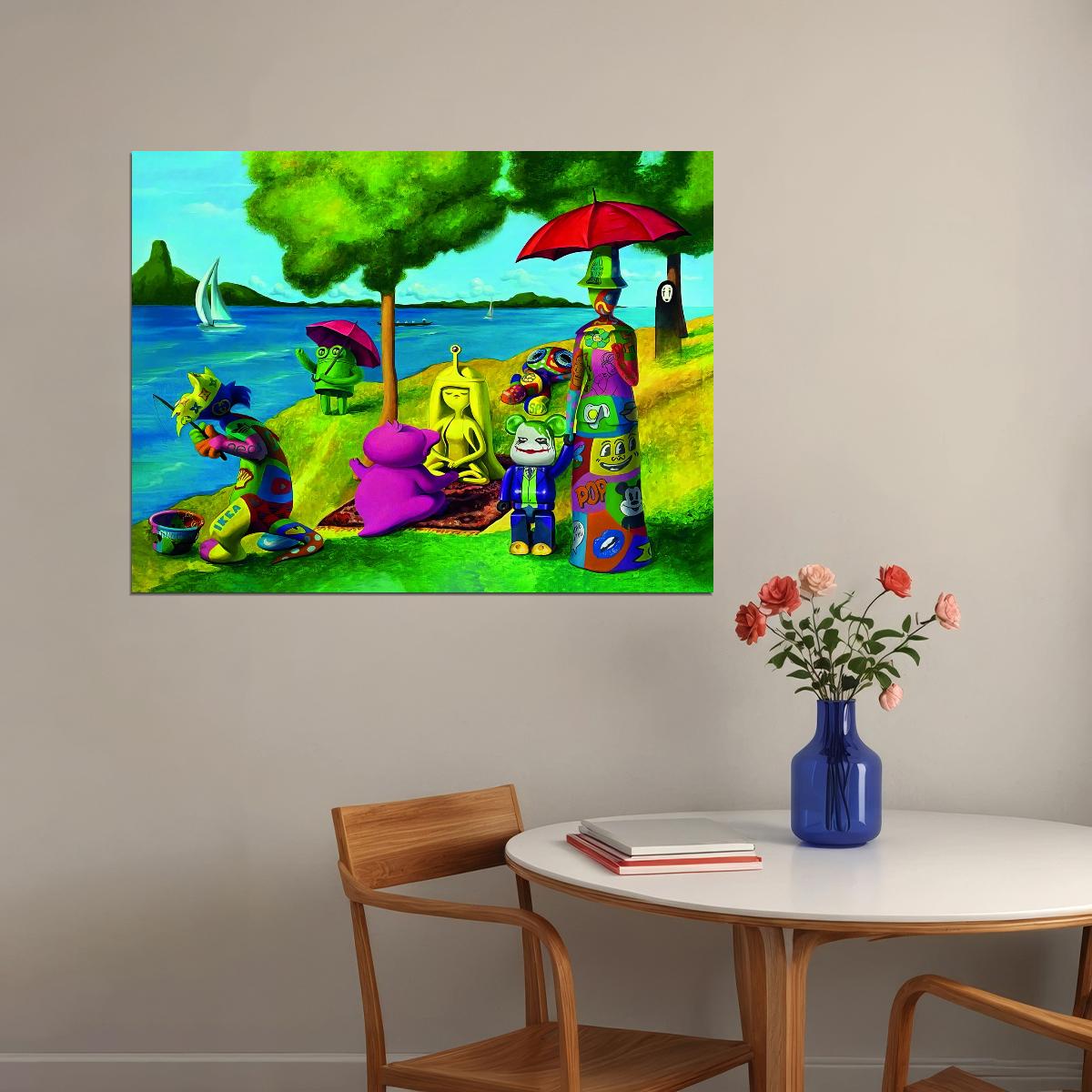 Surreal Picnic Pop Art Poster Graffiti Street Art Colorful Nature Modern Fantasy Print - xonomax
