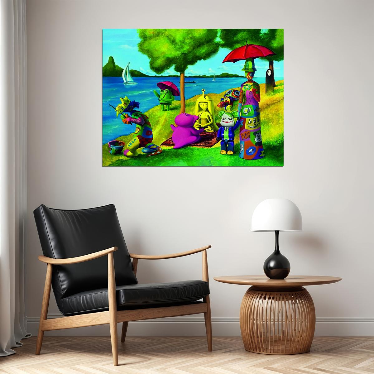 Surreal Picnic Pop Art Poster Graffiti Street Art Colorful Nature Modern Fantasy Print - xonomax