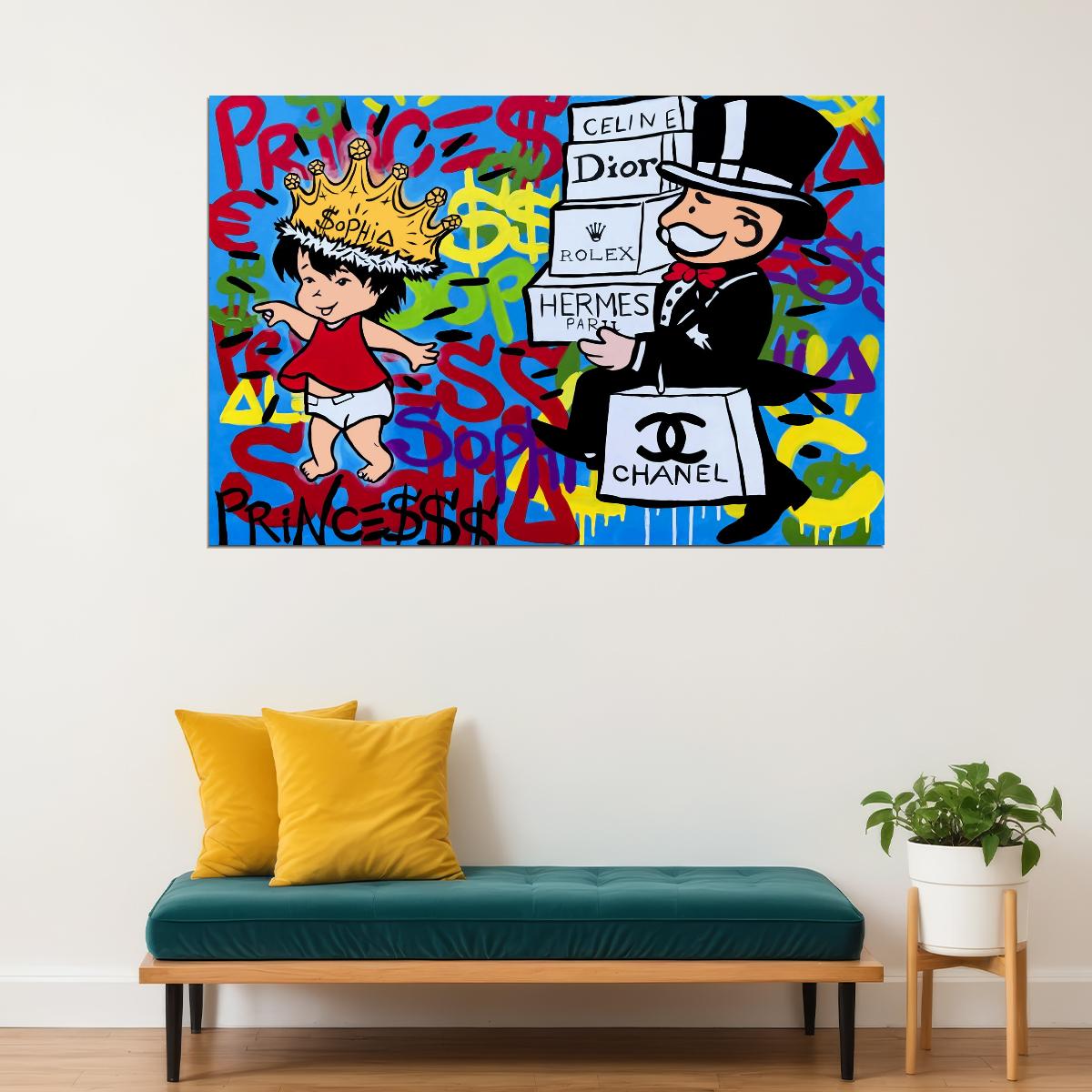 Richie Rich Pop Art Poster Graffiti Street Art Luxury Brands Dior Chanel Modern Satire Print - xonomax