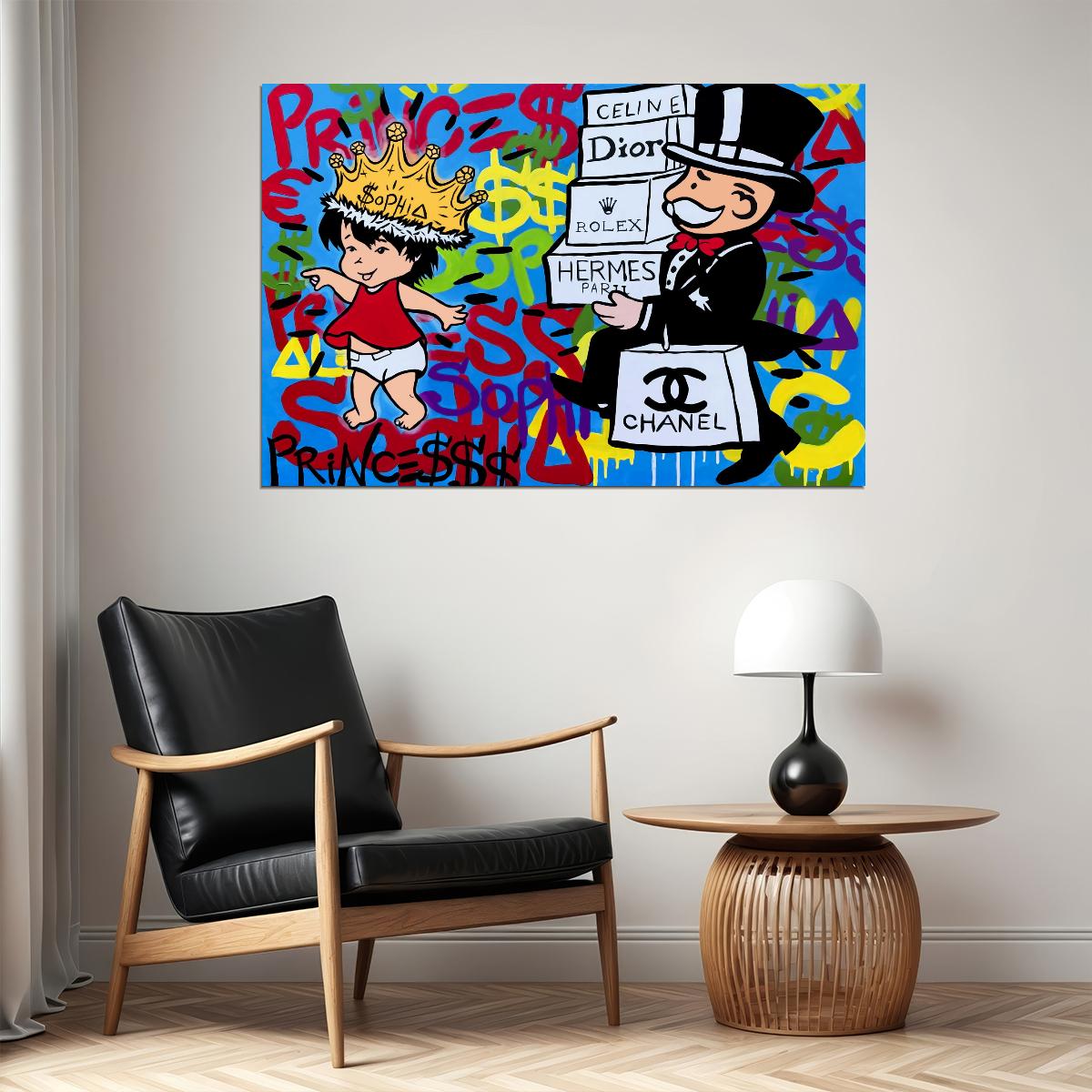 Richie Rich Pop Art Poster Graffiti Street Art Luxury Brands Dior Chanel Modern Satire Print - xonomax