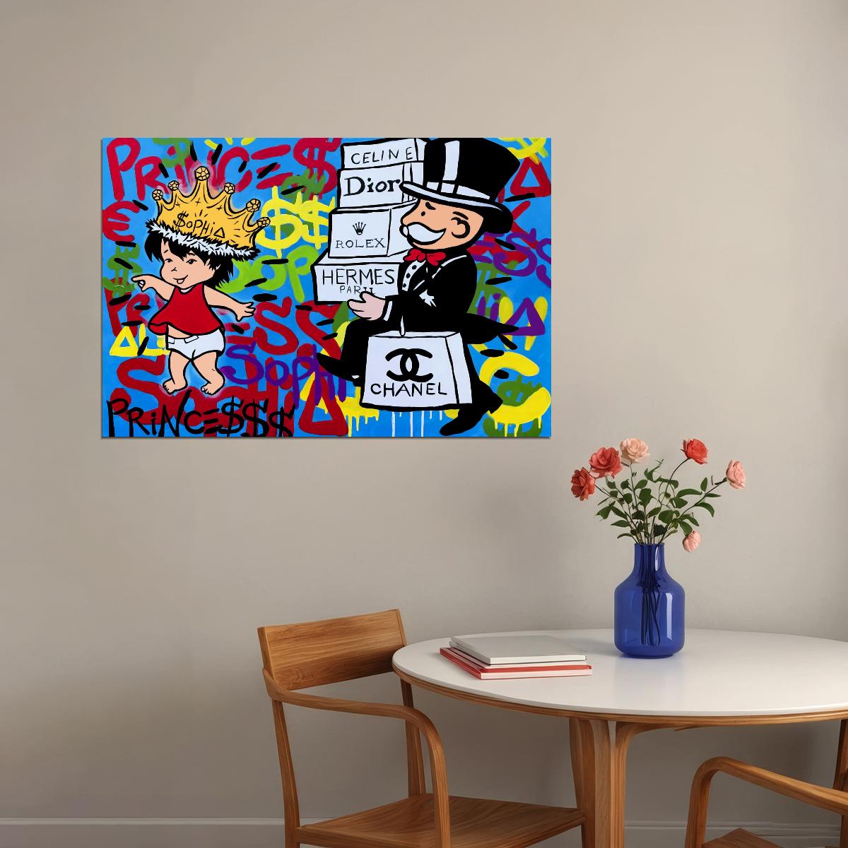 Richie Rich Pop Art Poster Graffiti Street Art Luxury Brands Dior Chanel Modern Satire Print - xonomax