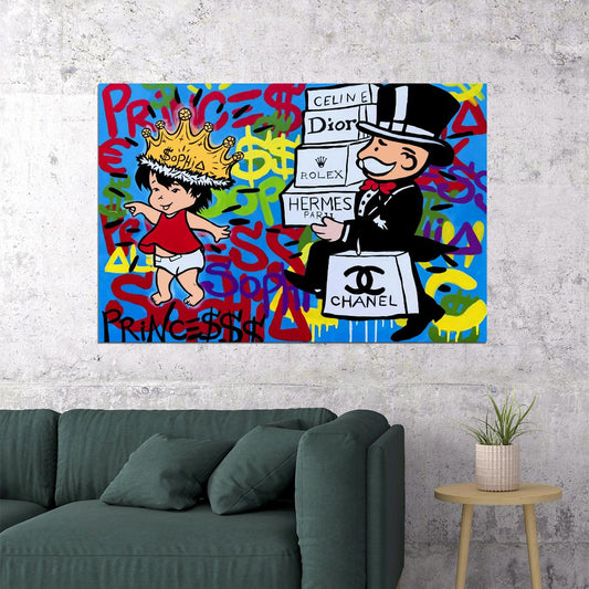 Richie Rich Pop Art Poster Graffiti Street Art Luxury Brands Dior Chanel Modern Satire Print - xonomax